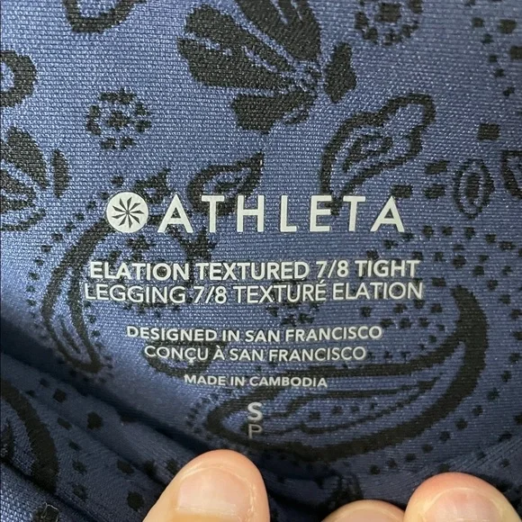Athleta Like New Elation Textured 7/8 Tight Leggings Navy Floral Boho Size Small - Picture 8 of 11